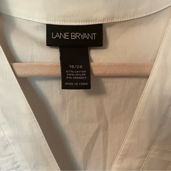 Lane Bryant Pullover White/Blouse-Pleated- Lace Up-Bell Sleeves- Sizes 18-20 - Picture 5 of 9